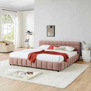 <b>King</b> <b>Size</b> Chenille Fabric Upholstered <b>Bed</b> <b>with</b> Solid Headboard and <b>Drawer</b> Comfortable <b>Bed</b> <b>Frame</b> - Product Image 4