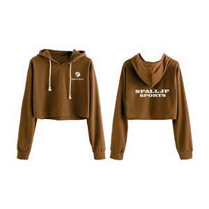 Sudadera con capucha corta de invierno para mujer, estilo oversize, con hombros caídos, lavada, para streetwear, con logo personalizado, venta al por mayor de fábrica - Product Image 3