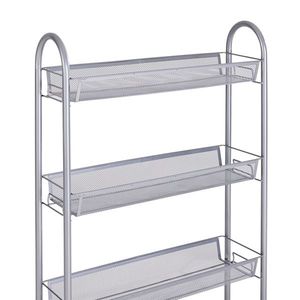Silver Four-Layer Removable Storage Cart with Honeycomb Mesh Style Convenient Organizational Solution - Product Image 2