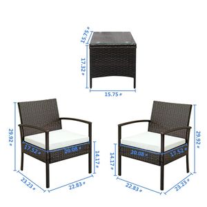 Set di 2 poltrone e 1 tavolino da caffè, 3 pezzi, divani da giardino in rattan marrone sfumato, collezione XH - Product Image 6