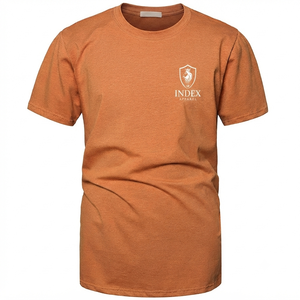 Camiseta de Manga Corta Naranja para Hombre Index Apparel, Corte Regular, Cuello Redondo, Informal, de Algodón Jersey con Logotipo Estampado - Product Image 1