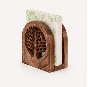 Handcrafted Tree Of Life Wooden Napkin Holder Rustic Mango Wood <b>Tissue</b> Stand For Dining Table Restaurant & Home Decor Wholesale - Product Image 1