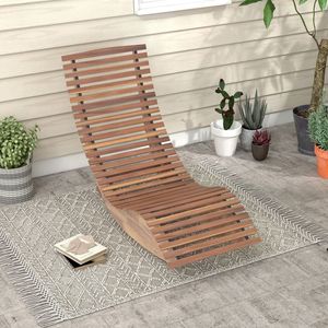 Silla Mecedora de Madera de Acacia con Respaldo Alto y Asiento de Listones Anchos para Uso en Jardín Exterior - Product Image 6