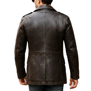 Manteau trench en cuir véritable pour homme, peau d'agneau souple, simple boutonnage, doublure en fausse fourrure, imperméable, respirant, hiver HARAZ - Product Image 3