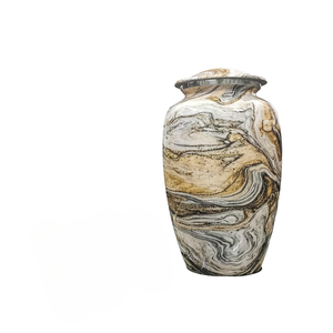 Smooth Brown Wood Style Metal Urn for Ashes Elegant Adult Cremation Urn for <b>Memorial</b> Service and Home Display - Product Image 4