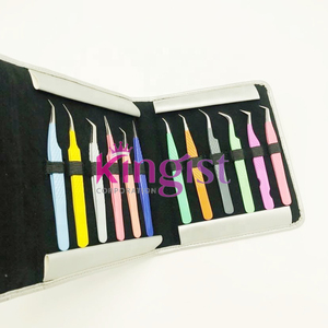 Fine Quality by Manufacturer Custom Color Good Material Beauty <b>Tools</b> Kit Eyelash Tweezers In Low Price Eyelash Tweezers Set - Product Image 5