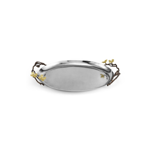 Exclusive Aluminum Serving Tray With Gold Accent Handle Silver Finish For Home & Restaurant Tableware <b>Food</b> <b>Server</b> Tray - Product Image 4