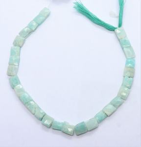 Perles d'Amazonite naturelle facettées en forme de chiclet 7x7-8x8 MM, perles carrées en Amazonite 8 pouces pour bijoux - Product Image 1