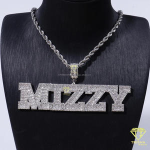 Collier de luxe Hip Hop avec pendentif nom <span class=keywords><strong>BRUNO</strong></span> en moissanite et chaîne en corde, style bling-bling - Product Image 5