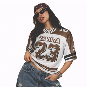 Camiseta Oversize de Malla para Mujer, Estilo Fútbol Americano, con Gráfico en la Espalda, Streetwear Unisex, Cuello en V, Camisa de Moda, Personalización de Marca, Proveedor Mayorista - Product Image 2