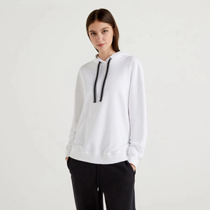 Sudadera con Capucha Extra Grande para Hombre, Color Blanco Sólido, Algodón French Terry, Estilo Casual para Otoño, Corte Regular, Tejido de Punto - Product Image 2