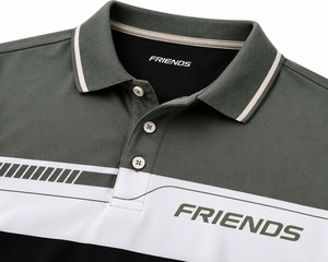Polo à manches courtes en tricot rayé pour homme, design décontracté respirant, logo sur le devant - Product Image 3