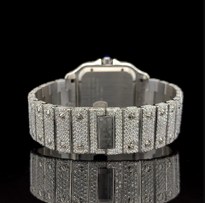Silver Arabic Dial Diamond <b>Watch</b> with Stainless Steel <b>Case</b> Mechanical Movement GPS Waterproof Unisex Design - Product Image 3