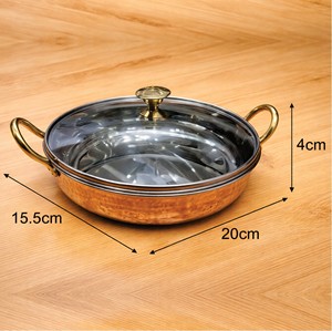 Wok Tradicional de Cobre Martillado con Tapa de Vidrio |   Sartén de Acero Inoxidable para Cocinar y Servir - Product Image 3