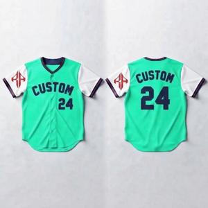 เสื้อเบสบอลพิมพ์ลายแบบ Sublimated พร้อมโลโก้สีขาวสำหรับผู้ชาย ผลิตจากวัสดุคุณภาพสูง 100% ทรงปกติ ปิดด้วยกระดุม แขนสั้น - Product Image 1