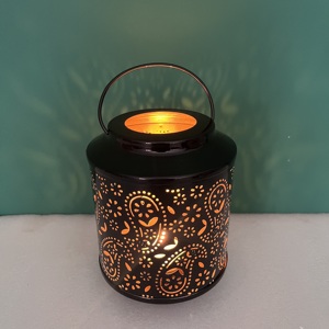 L651 Iron <b>Black</b> Finish Votive Home Decor <b>Lantern</b> Artisan Design - Product Image 6