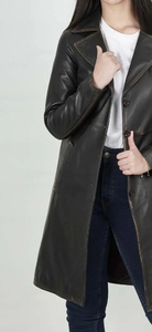 Solid Trader Breathable Premium Quality Light Weight Classic Design Casual Wear <b>Womens</b> Long Leather Jacke - Product Image 6