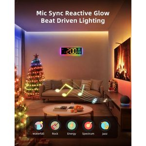 Smart <b>Digital</b> LED <b>Wall</b> <b>Clock</b> 16.5 Inch RGBIC Display App Controlled Multiple DIY Colors Music Sync Large <b>Wall</b> <b>Clock</b> - Product Image 6
