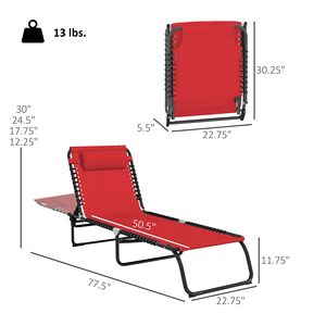 Sdraio Pieghevole a 4 Posizioni con Rete Traspirante per Patio, Giardino, Piscina, Colore Rosso Vino, per Uso Esterno e a Bordo Piscina - Product Image 3