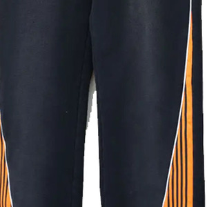 Pantalones Deportivos Azul Marino para Hombre con Rayas Laterales Naranjas, Cintura Elástica con Cordón, Corte Casual, para Otoño - Product Image 6