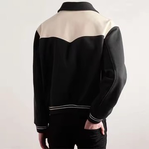Y2K High Quality OEM Designer Outdoor Men Luxury Letterman Custom Logo <b>Leather</b> Patchwork Breathable Windproof <b>Winter</b> <b>Jacket</b> - Product Image 2