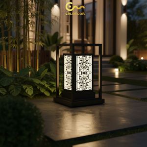 Applique murale extérieure carrée moderne, étanche, décorative, minimaliste, éclairage de jardin, acier inoxydable, AC 200V, E27, IP65, noir - Product Image 5