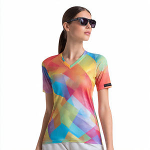 เสื้อเจอร์ซีย์ตาข่าย OEM สำหรับใส่เล่นน้ำชายหาด ผลิตจากโพลีเอสเตอร์ 100% เสื้อเจอร์ซีย์ตาข่ายคุณภาพสูงสำหรับผู้หญิง คอวี - Product Image 3