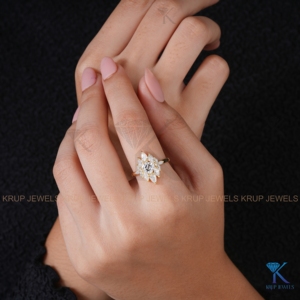 Bague de fiançailles en or massif avec diamant de laboratoire taille Asscher, style vintage, bijoux fins pour mariée, sur mesure pour femme, cadeau - Product Image 5