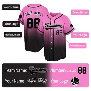 Camiseta de Béisbol Personalizada al por Mayor de Alta Calidad y Bajo Precio, Cosida para Equipos, Impresa con el Nombre de Todos los Jugadores, 100% Poliéster Antibacteriano - Product Image 3