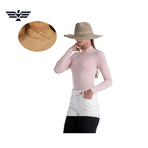 Chemise de sport pour femmes, tricotée, manches longues, col haut, couleur unie, respirante, séchage rapide, pour l'équitation, en spandex/polyester, personnalisable - Product Image 3