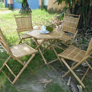 Boho Natural Bamboo Chairs and <b>Table</b> Set Bar Dinning Set for <b>Garden</b> High Quality Patio Decor Bamboo Set Bar Made in Vietnam - Product Image 2