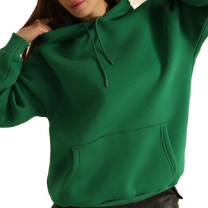 Sweat-shirt à capuche vert surdimensionné unisexe, pull en molleton décontracté avec poche avant, coupe classique, vêtement d'automne - Product Image 1