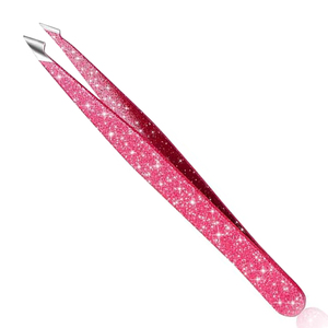Pince à épiler rose scintillante très vendue pour femmes, en acier inoxydable, pour poils du visage et sourcils, avec logo personnalisé, lot de pinces à épiler - Product Image 2