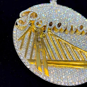 Colgante de Cristal Chapado en Oro con Diseño 911, Adorno de Diamantes de Imitación Estilo Hiphop, Joyería Unisex para Regalo - Product Image 2