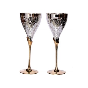 Verre à vin en acier inoxydable de qualité supérieure, surface brossée vintage, vaisselle en métal - Product Image 1