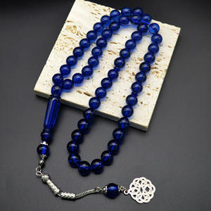 Tasbih islamique en résine, chapelet musulman fait main, écologique, avec pompon argenté et nœud décoratif, 51 perles pour usage religieux - Product Image 1