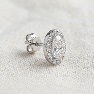 925 Sterling Silver Oval Halo Stud <b>Earrings</b> <b>moissanited</b> diamond Ear Studs for Wedding Engagement Party - Product Image 3