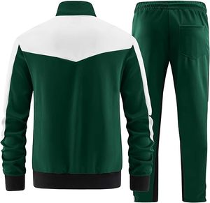 Unisex Green Tracksuit Full Zip <b>Jacket</b> Side Pockets Matching Pants Sporty <b>Winter</b> Wear Adult Regular Fit 100% Polyester - Product Image 2