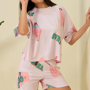 Ropa de verano informal para mujer, conjunto de camiseta y pantalones cortos de algodón a precio económico, producto superventas, conjunto de verano para damas. - Product Image 5