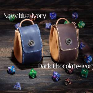 Bolsa de dados de cuero hecha a mano con cierre de cordón para juegos de mesa Dnd, bolsa de almacenamiento para dados poliédricos de 7 piezas - Product Image 4