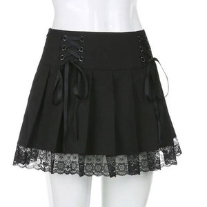 Jupes courtes plissées en dentelle rose pour femme, style gothique noir punk, décontractées, sexy, tendance, vente en gros, meilleures ventes - Product Image 5