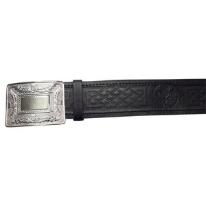 Cinturón de Cuero y Metal Trenzado Ajustable para Hombre, Estilo Escocés, Personalizado en Color y Talla, Venta al Por Mayor - Product Image 1