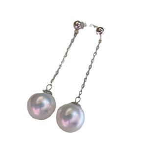 Boucles d'oreilles en argent S925 avec perle d'eau douce pour femmes, luxe léger, haute qualité, rondes, forte brillance pour l'été - Product Image 5