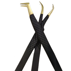 Premium Black Gold Stainless Steel Eyelash Tweezers Pointed Tip Lash Extension <b>Tools</b> OEM Private Label - Product Image 1