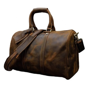 Bolsa de Viaje de Fin de Semana Elegante y Transpirable de Cuero Marrón, Bolsa de Lona para Maquillaje con Doble Compartimento para Zapatos, Bolsas de Viaje de Cuero - Product Image 1