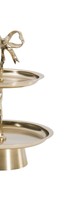 Support à gâteau à 2 niveaux en métal doré de luxe, élégant plateau de service à dessert en aluminium à plusieurs étages pour centre de table de mariage et présentation de buffet