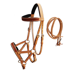 Ensemble de bridon Crank Cavesson en cuir de vache italien rembourré de haute qualité - Équipement équestre western durable avec perles artistiques - Product Image 4