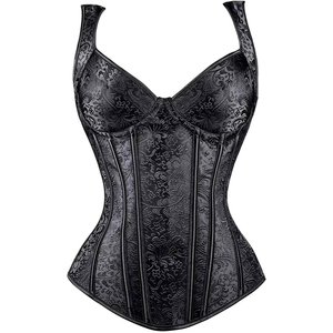 Women's Custom Leather Striped Tank Top <b>Strapless</b> Corset Design Embroidery Button Lace Decoration for Adult Casual Front - Product Image 6