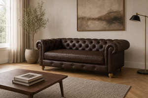 Genuine Leather Chesterfield <b>Sofa</b> Three Seat Tufted Back Rolled Arm Traditional Style Living Room <b>Sofa</b> Leather <b>Sofa</b> - Product Image 5