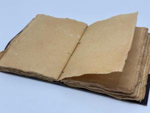 Handmade Embossed Leather Journal <b>with</b> Tree Design, Antique Metal <b>Lock</b>, Deckle Edge Paper and Rustic Artisan Bound Cover - Product Image 3